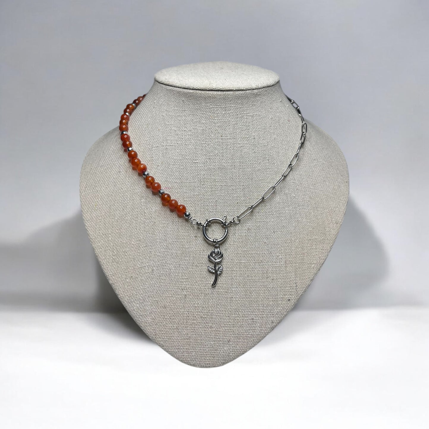 Collier Rose en Cornaline